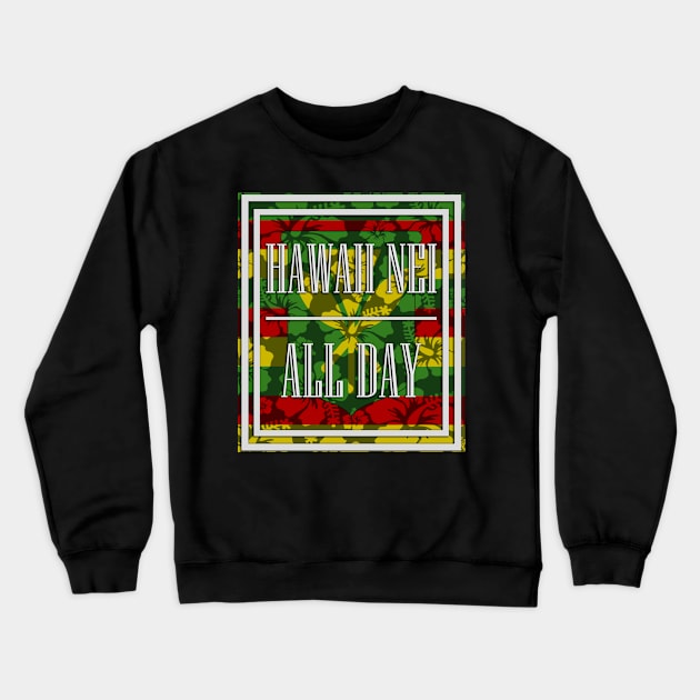 HNAD Floral Kanaka Maoli Flag by Hawaii Nei All Day Crewneck Sweatshirt by hawaiineiallday